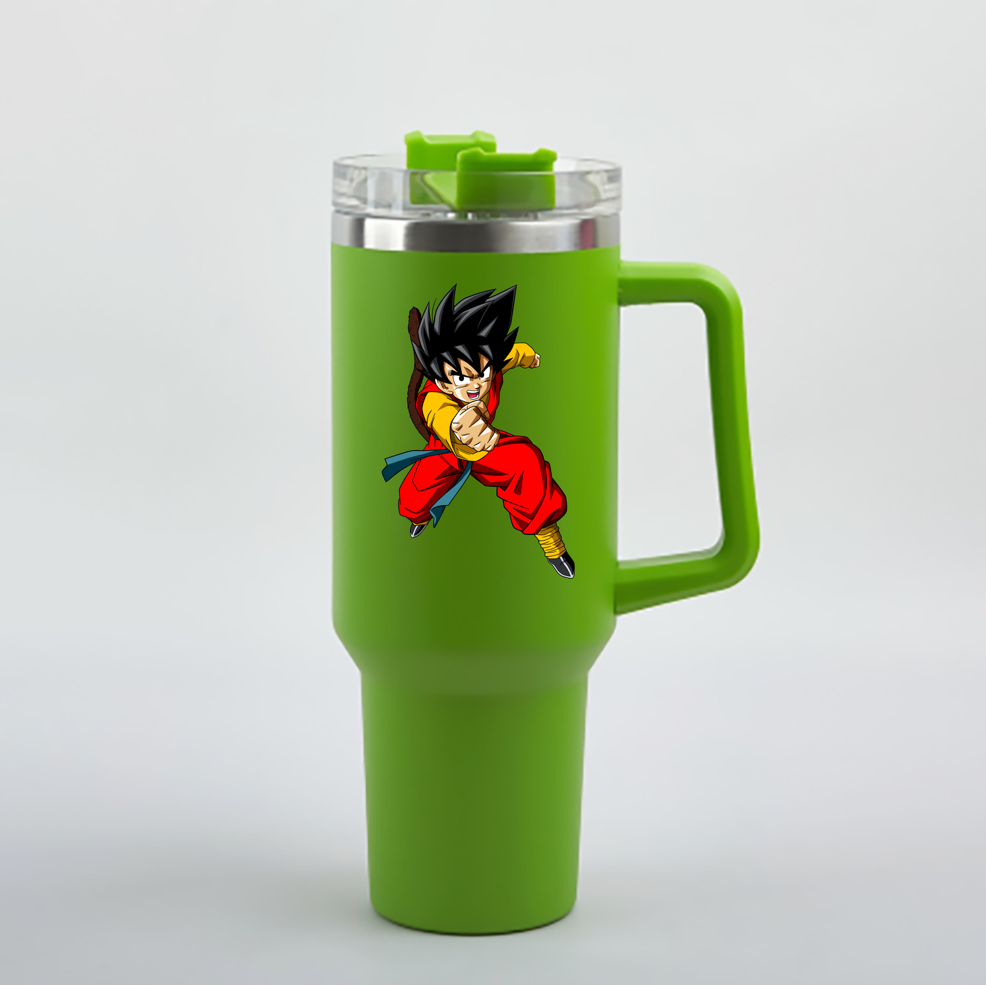 （画像用） ドラゴンボール 孫悟空（そん ごくう）Son Goku カカロット DRAGON BALL Kakarotto 1200mL車用タンブラー - クリスタルステッカー（プラスチックストロー付き）